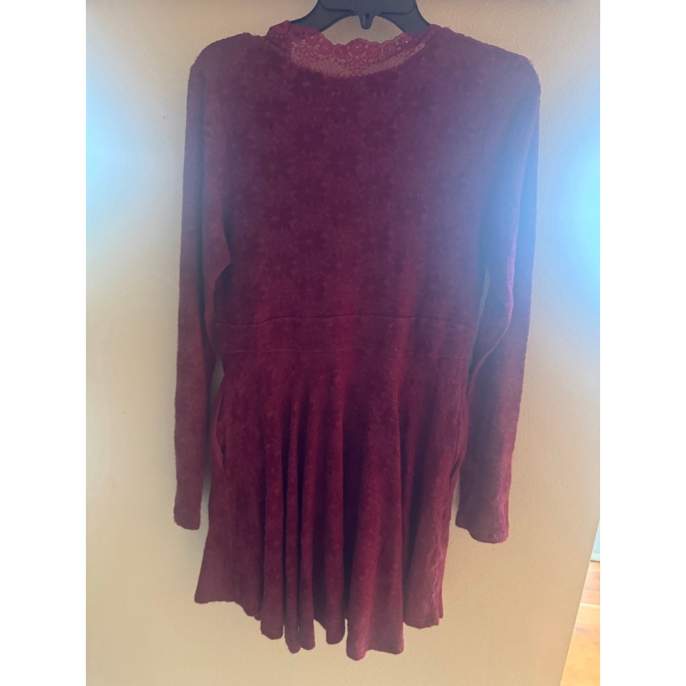 Free People Burgundy Long Sleeve Dress Medium - Picture 9 of 12